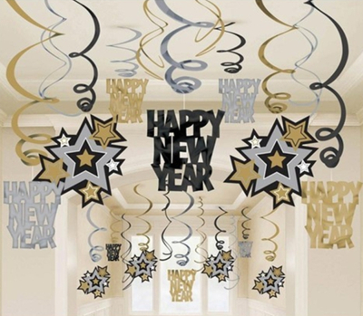 Dekoration Silvester, Wirbler, Happy New Year